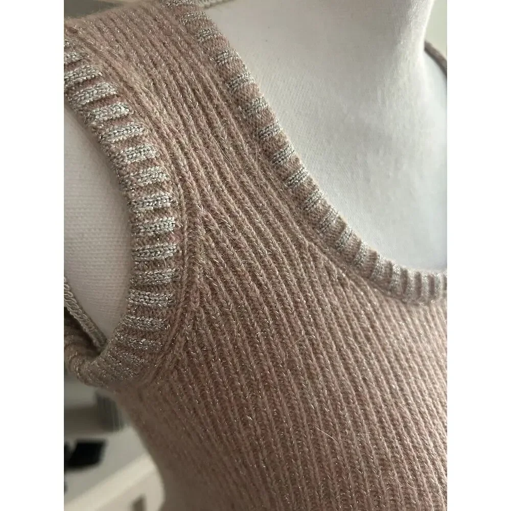 ANNE FOGARTY Vintage 1970s Metallic Knit Sweater Maxi Dress and Cardigan Set MED